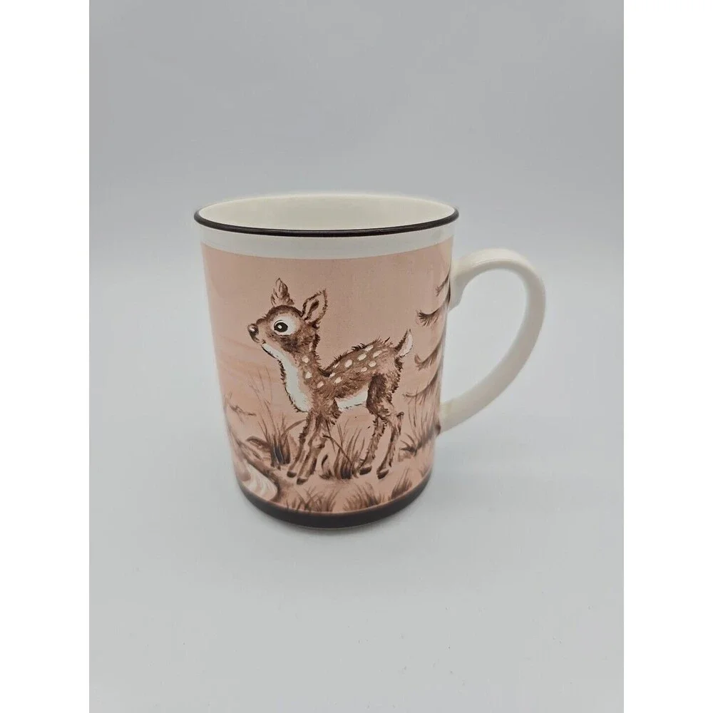 Fawns & Squirrel by Artist Vivienne De Muth Vintage Coffee Mug CCCC England NICE